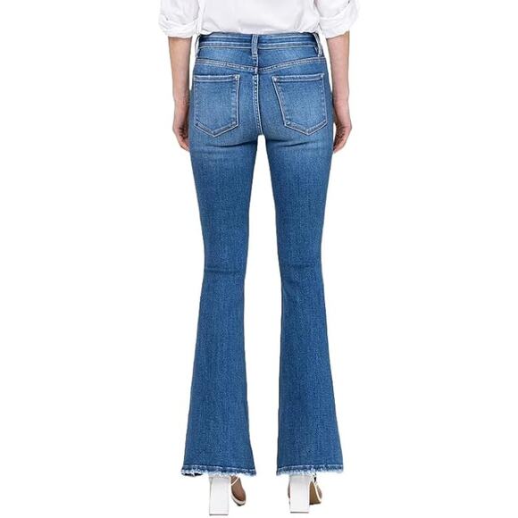 Women's Blue Flare Jeans - Picture 2 of 6